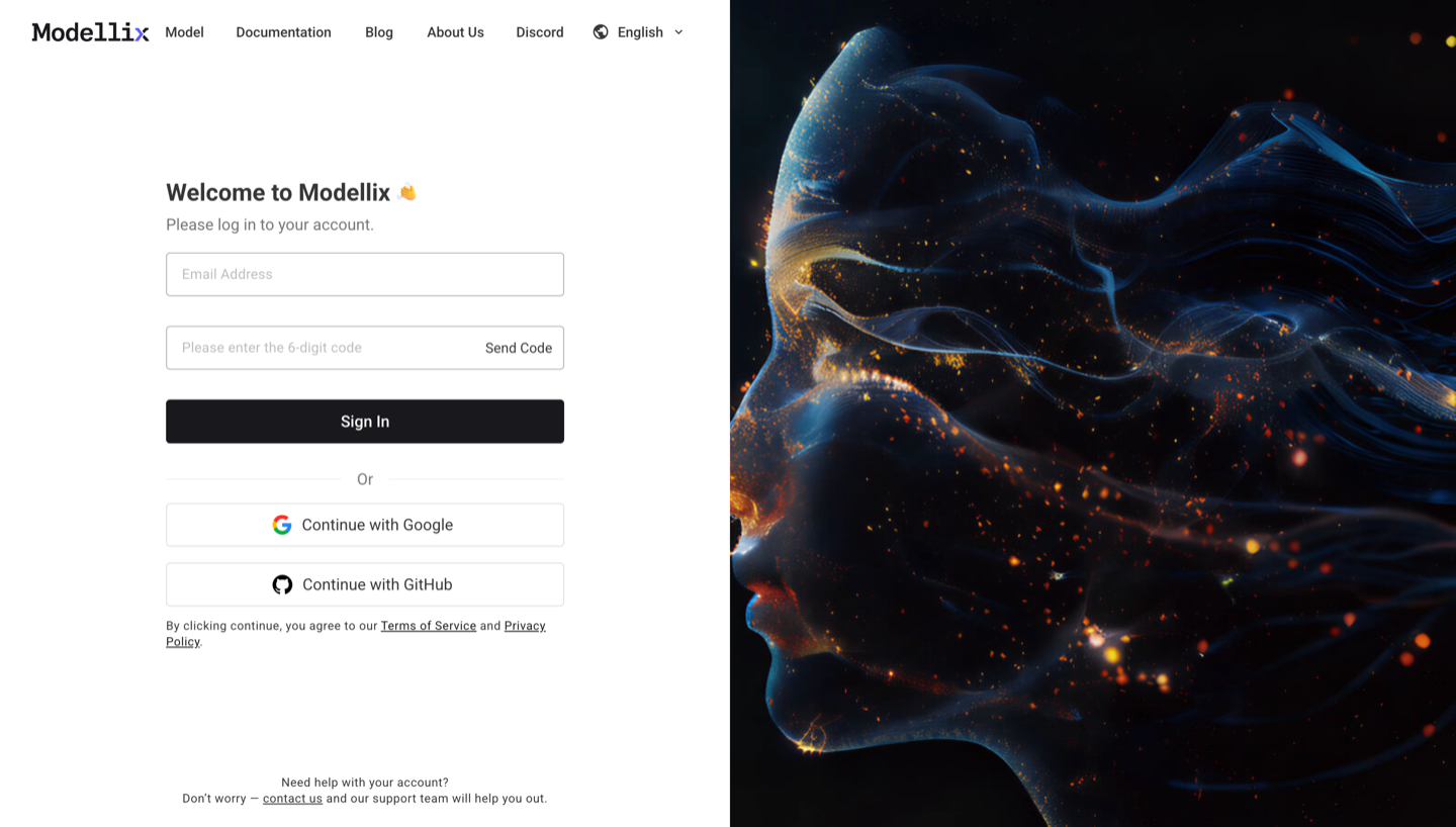 Modellix sign in screen for creating an account and using the included one dollar credit